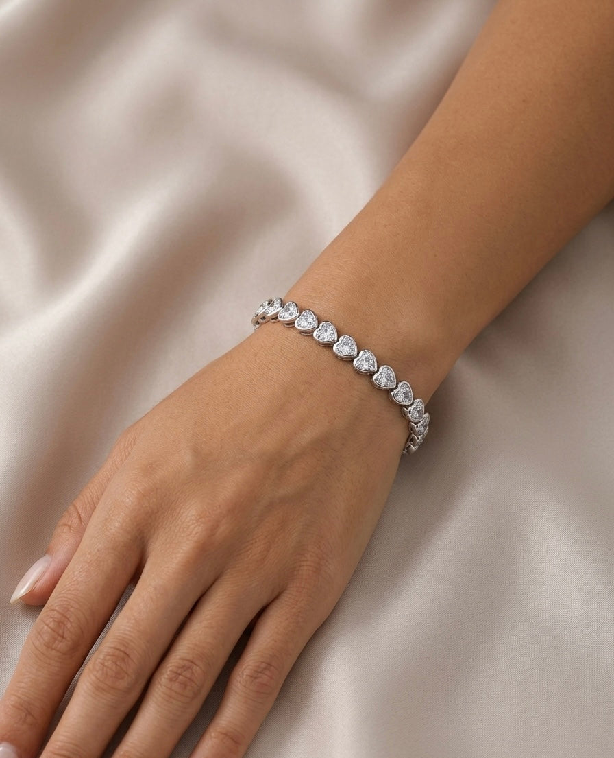 Herz Armband Silber mit Steinen