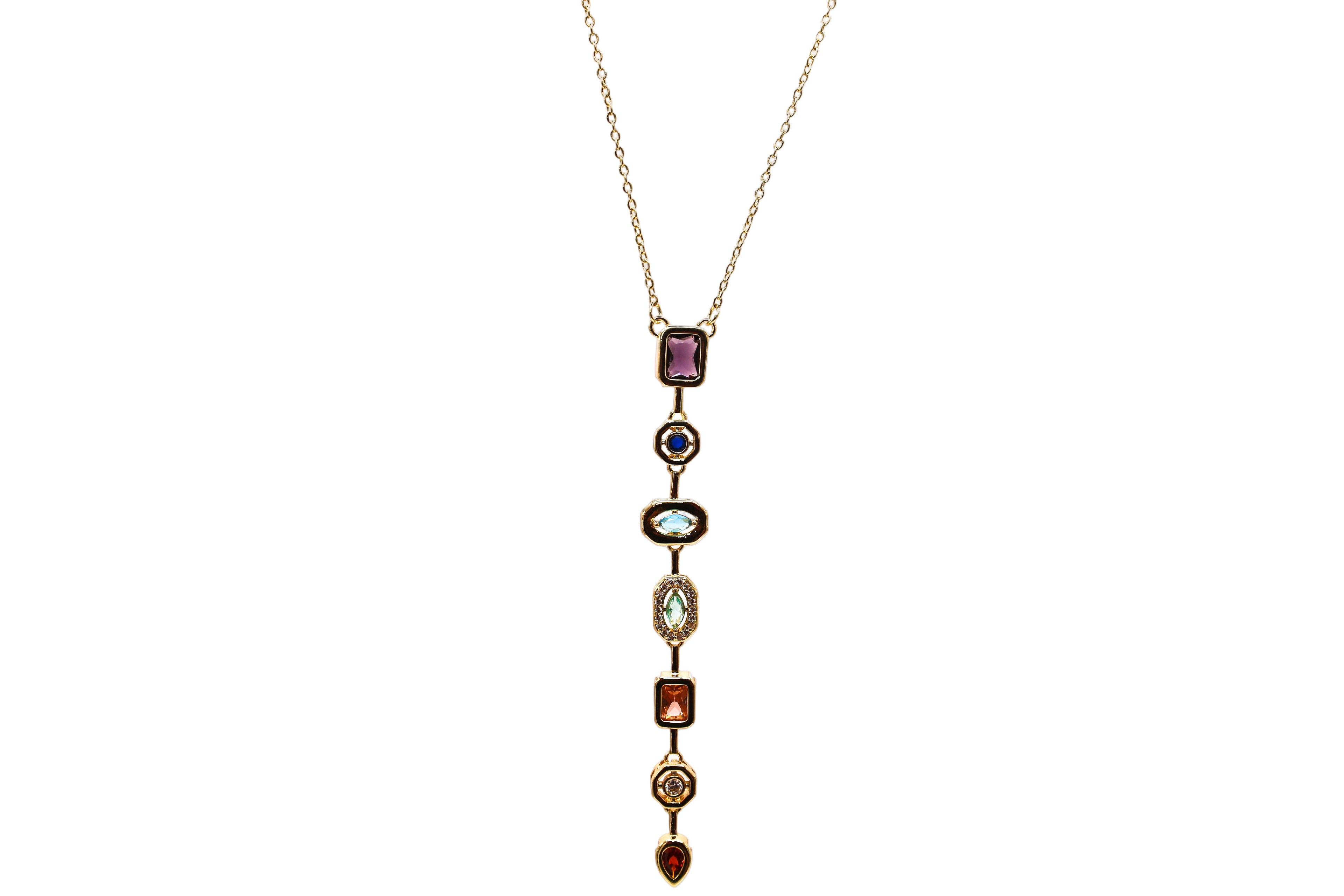 Y-Halskette mit bunten Steinen