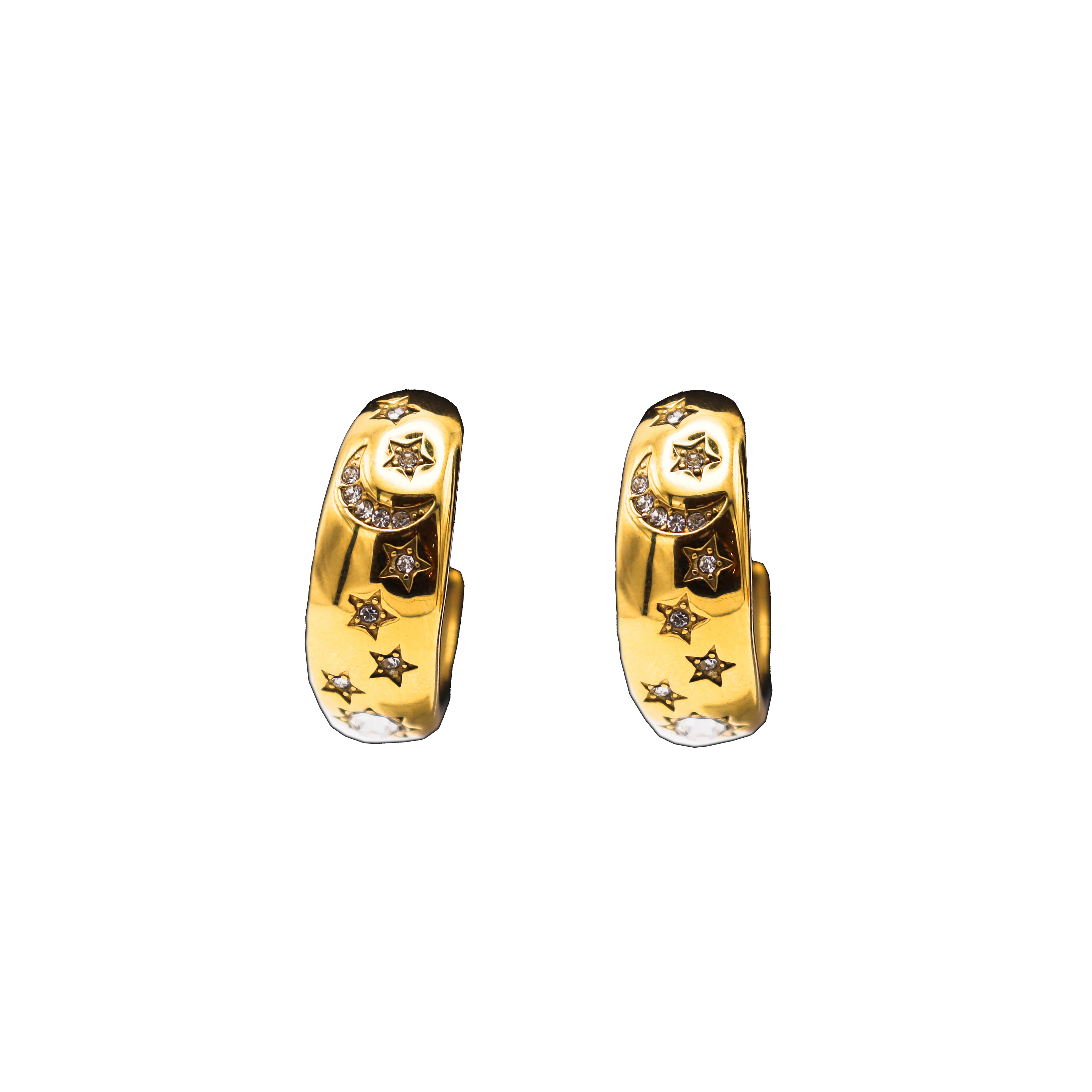 Halbodene Creolen mit Sternen